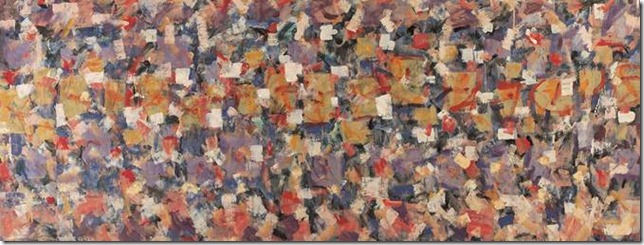 Roger Kemp, 'Movement in colour', c.1975-76, acrylic on canvas, 129.2 x 344.5 cm, TarraWarra Museum of Art collection