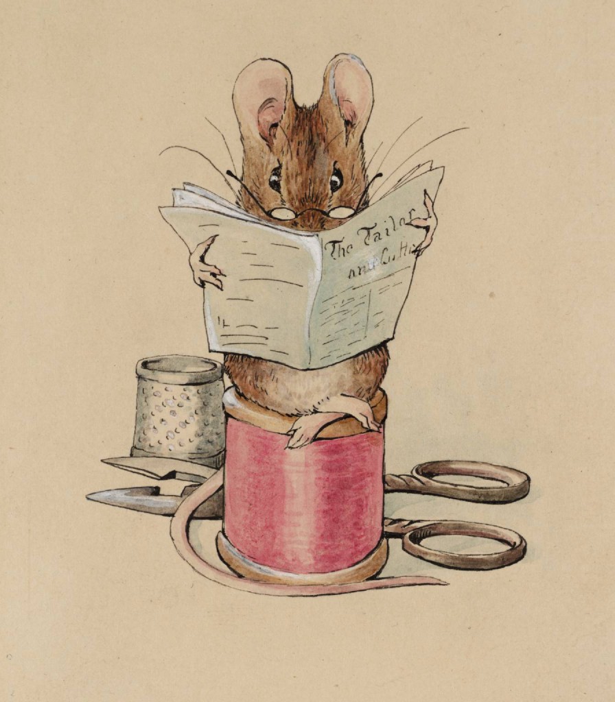 Helen Beatrix Potter, ‘Frontispiece: The Tailor Mouse’, From Illustrations for 'The Tailor of Gloucester', c.1902, ink, watercolour and gouache on paper, 111 x 92 mm, Tate, London.