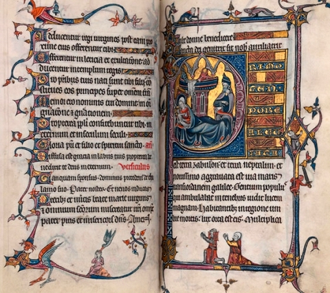 Aspremont-Kievraing Psalter-‘Hours’ (Lorraine, France, c. 1300, Latin, MS Felton 1254-3, National Gallery of Victoria), volume II, Nativity scene, ff. 10v-11