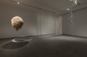  Louise Weaver, 'Hiding in Plain Sight' (Witch Grass Nest) 2011-12, 'Bird Hide' 2011, 'Time to Time' 2013, installation view ‘Animate/Inanimate’, TarraWarra Museum of Art 2013. Photo: Mark Ashkanasy; courtesy of the artist and Darren Knight Gallery, Sydney.