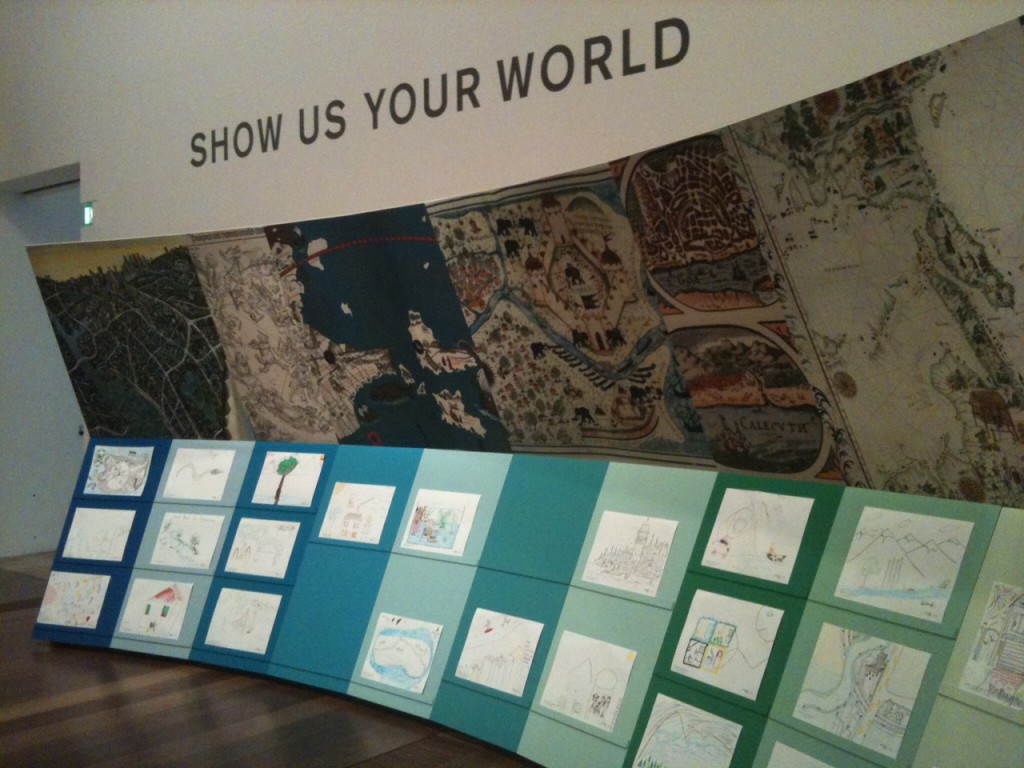 ‘Show us your world’, 2013, paper, fibre-tipped pens, reproductions of maps, paintings and prints, NGV commission by ‘Melbourne Now Champions’ the Dewhurst Family.