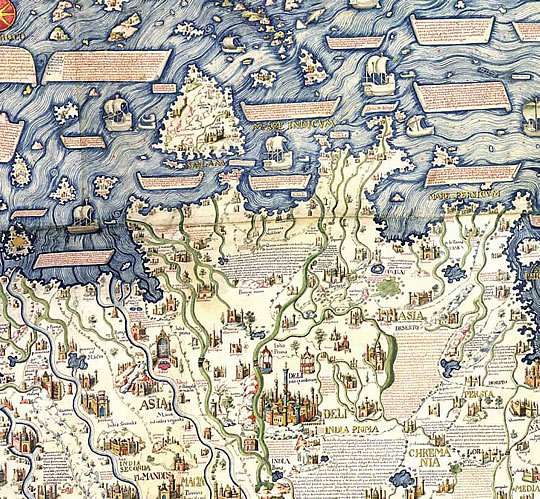A detail from William Frazer’s 1804 copy of Fra Mauro’s 1448-53 world map.