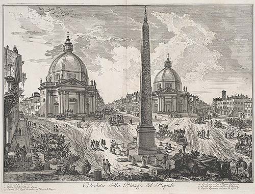 Giovanni Battista Piranesi, ‘Piazza del Popolo’, ca 1750, etching, The Metropolitan Museum of Art, New York.
