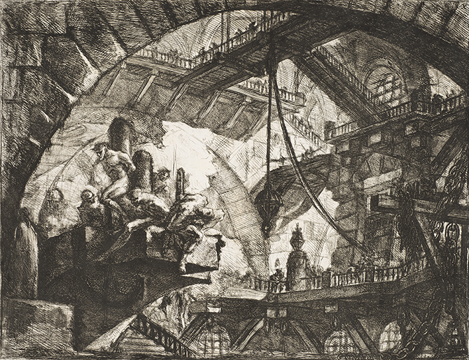 Giovanni Battista Piranesi, ‘Prisoners on a Projecting Platform’, from ‘Carceri’, 1749-50. Edition: Francesco Piranesi, 1800-07, Baillieu Library, University of Melbourne.