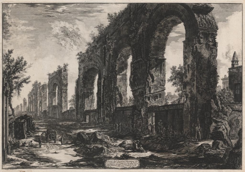 Giovanni Battista Piranesi, ‘Remains of the Aqueduct of Nero’, ca. 1760-78, etching, Baillieu Library Collection, The University of Melbourne.