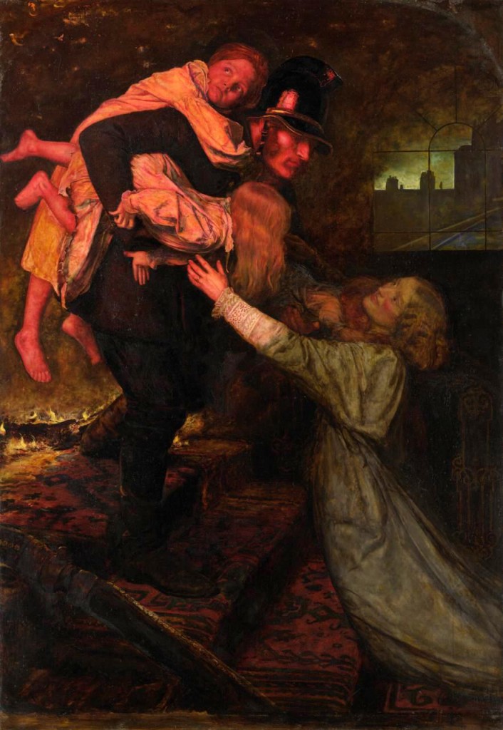 John Everett Millais, ‘The rescue’, 1855, oil on canvas, National Gallery of Victoria, Melbourne.