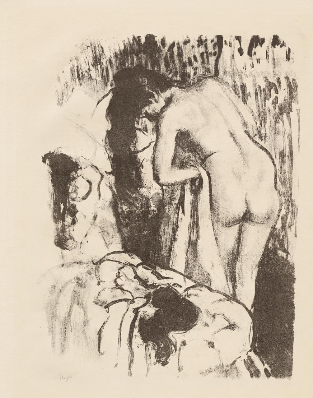 lithograph les amateurs by edgar degas